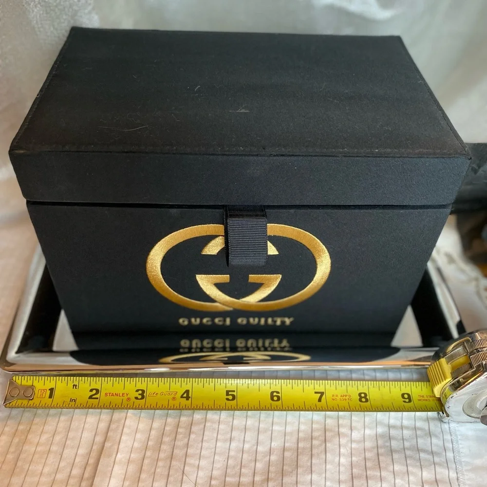 GUCCI Gift Box (GUCCI GUILTY) Satin with Embroidered Large Gold Logo🔥Deep 8”x5” - Picture 6 of 12